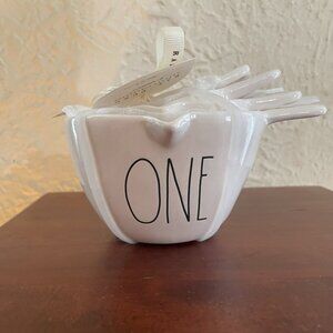 Rae Dunn White Ceramic Nesting Measuring Cups with Handles